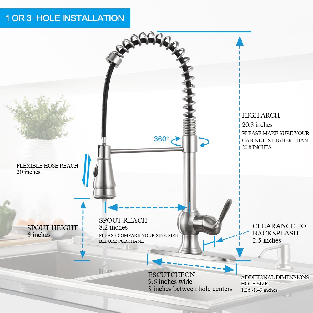 Kitchen Faucet With Sprayer Wewe A1003l Single Handle Brushed