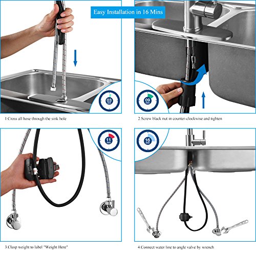 Kitchen Faucets With Pull Down Sprayer Wewe A1002lu Commercial Single Handle Out Faucet Brushed Nickel Modern High Arc Spring Kitchen Faucets With Pull Down Sprayer Wewe A1002lu Commercial Single Handle Out Faucet Brushed Nickel Modern High Arc Spring