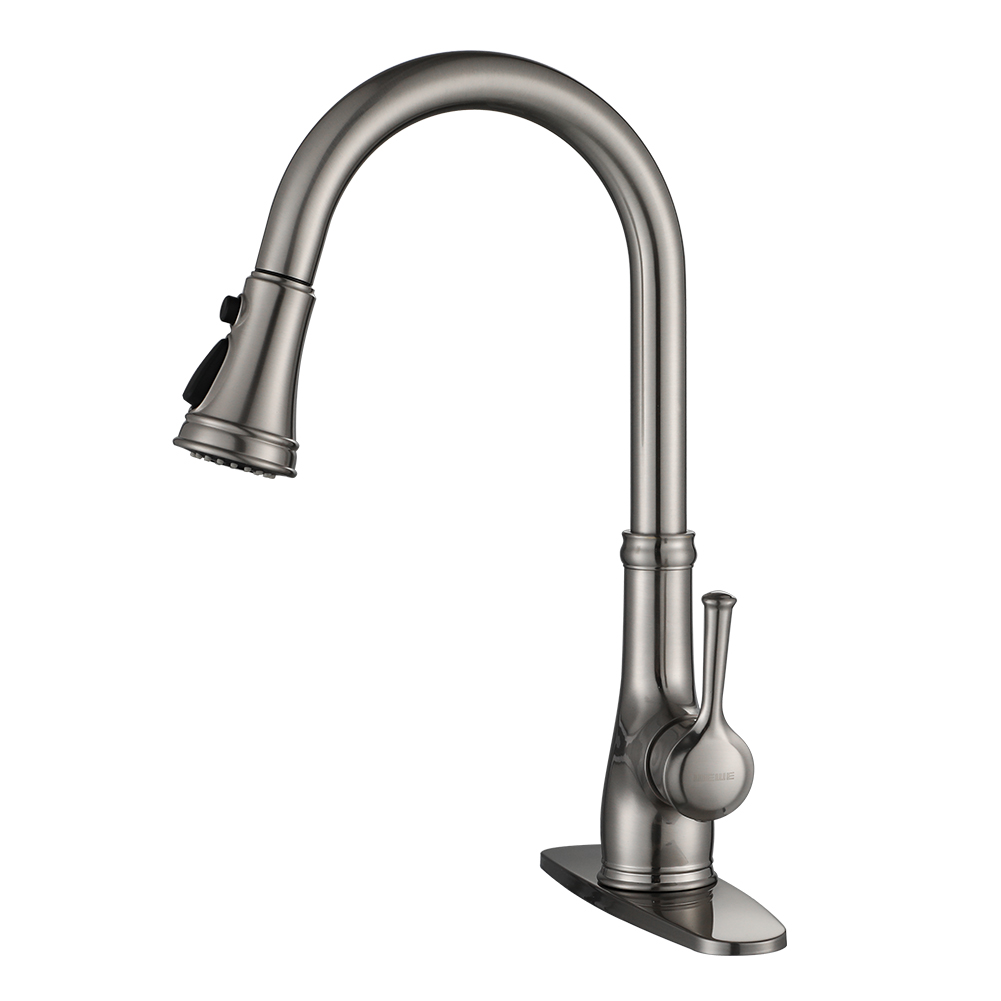 Kitchen FaucetWEWE Single Handle Stainless Steel Brushed Nickel Pull