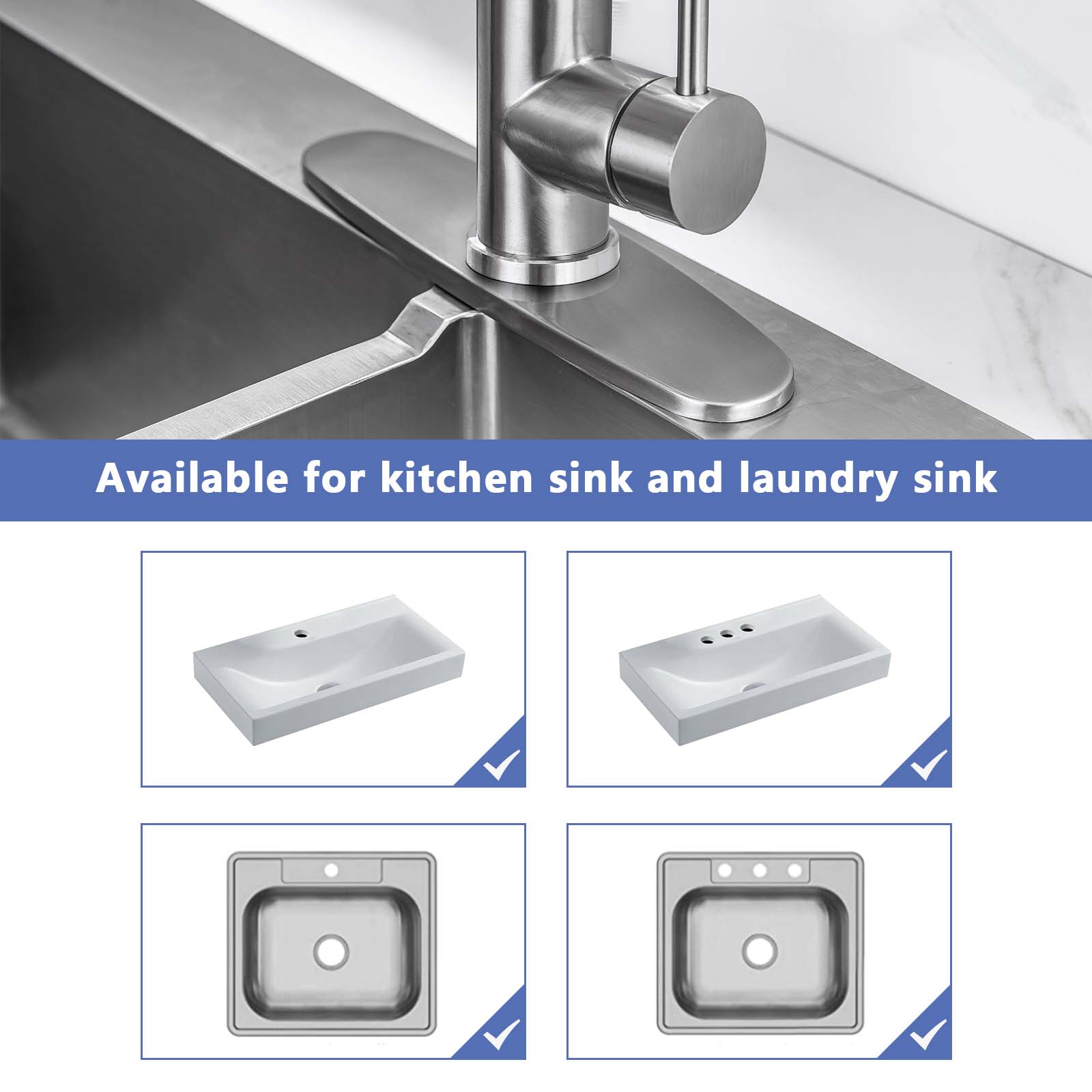 Escutcheon Plate, Brushed Nickel Faucet Hole Cover Stainless Steel deck