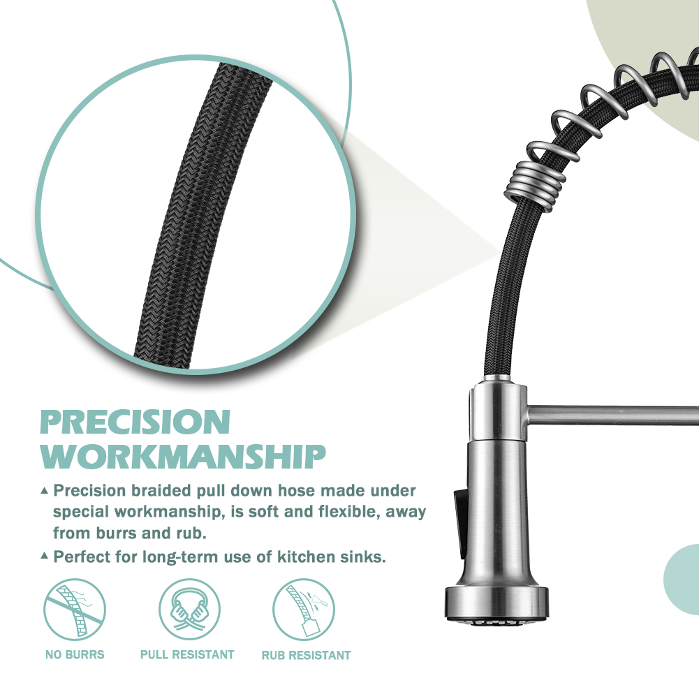 Kitchen faucets with Pull Down Sprayer WEWE sus304 Stainless Steel Brushed Nickel Single Handle Single Hole Faucet for Farmhouse rv Utility bar Laundry Sinks Kitchen Sink Faucets