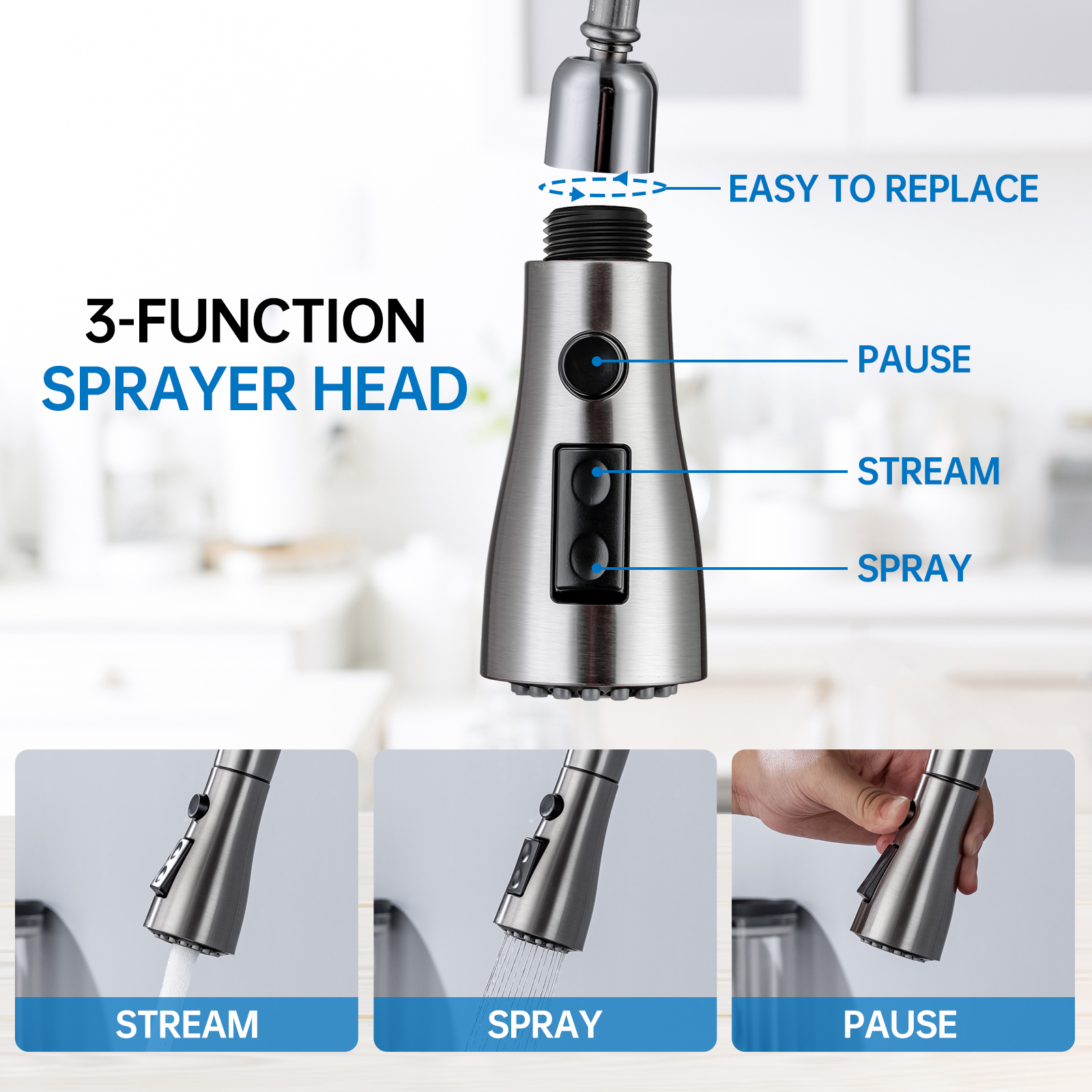 Pull Down Faucet Spray Head Replacement