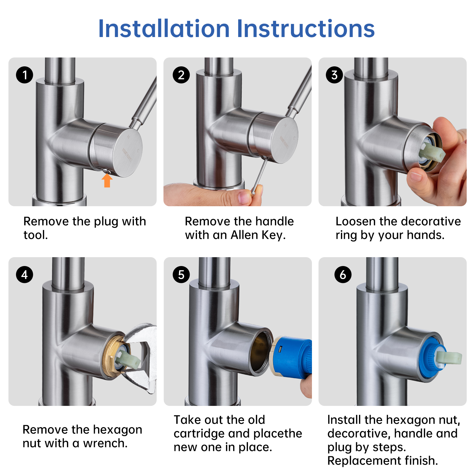 Replacement Faucet Cartridge, 35mm Ceramic Cartridge for WEWE Single